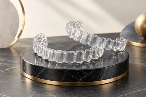 Illustration of transparent dental aligner trays